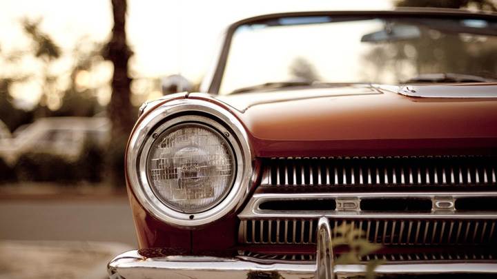 Dodge Red Car Front Light Closeup